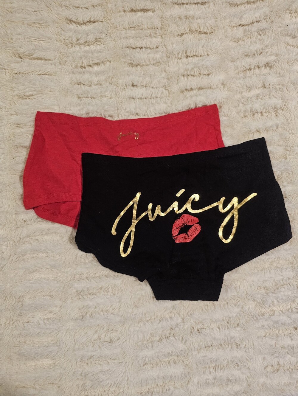 Juicy Couture Black & Red Boyshort Set Small